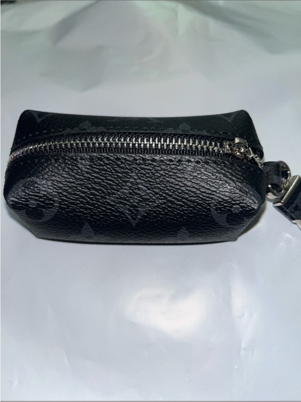 Cute fashion Black Monogram Key Pouch with Silver Hardware